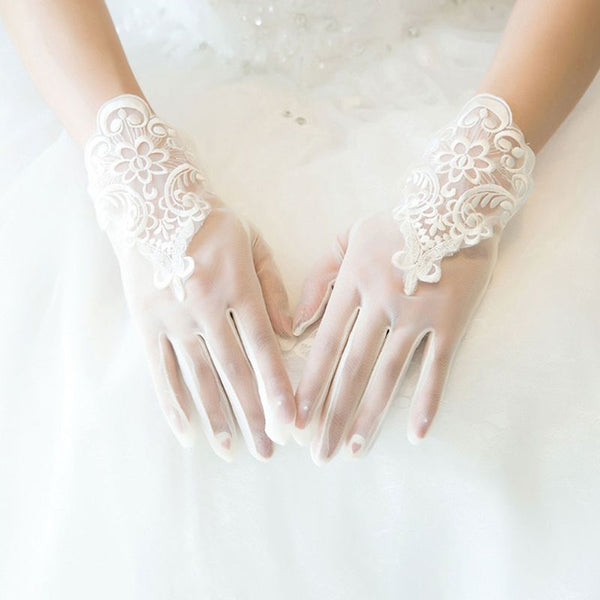Glamour Bride Dress Gloves Lace Short Wedding Dresses Accessories