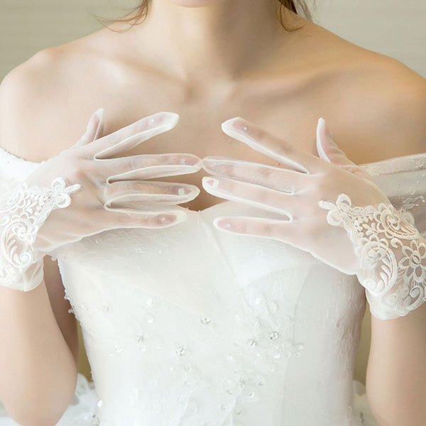 Glamour Bride Dress Gloves Lace Short Wedding Dresses Accessories