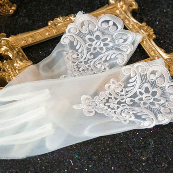 Glamour Bride Dress Gloves Lace Short Wedding Dresses Accessories