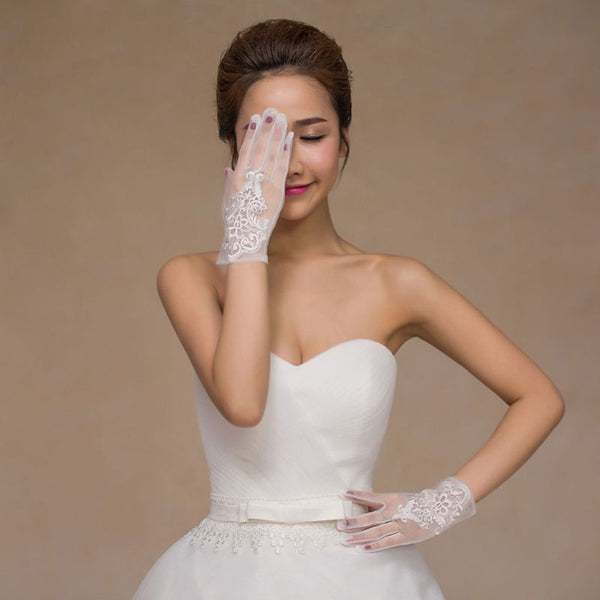Glamour Bride Dress Gloves Lace Short Wedding Dresses Accessories