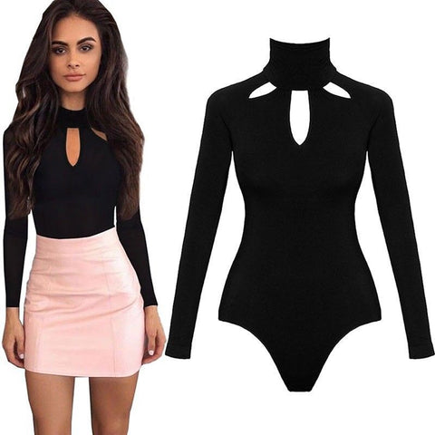Bodysuit Hollow Out Design Long Sleeve