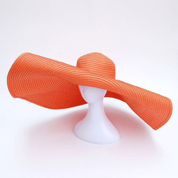 Coral Oversized Floppy Big Beach Hat Fashion Foldabl