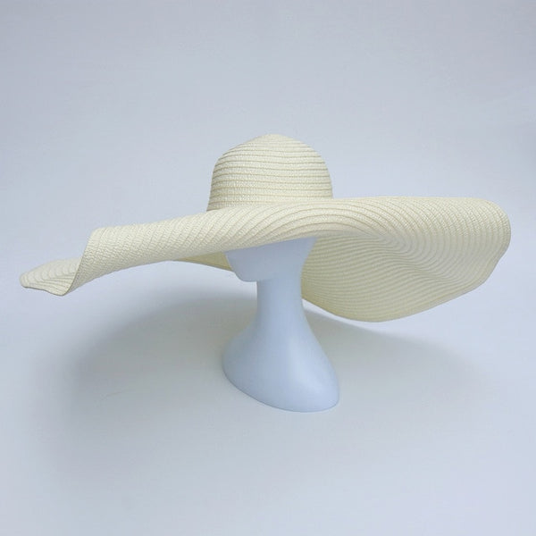 White Oversized Floppy Big Beach Hat Fashion Foldabl