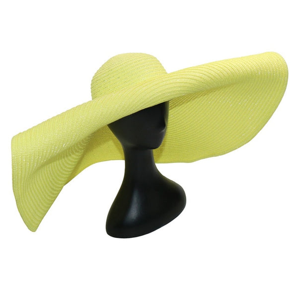 light yellow Oversized Floppy Big Beach Hat Fashion Foldabl
