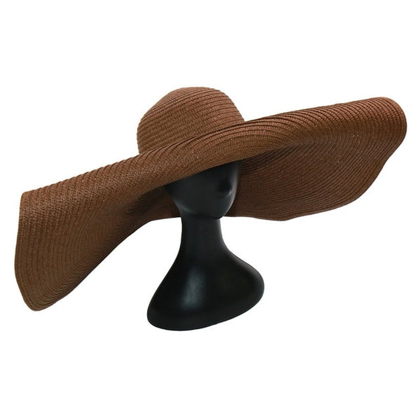 light brown Oversized Floppy Big Beach Hat Fashion Foldabl