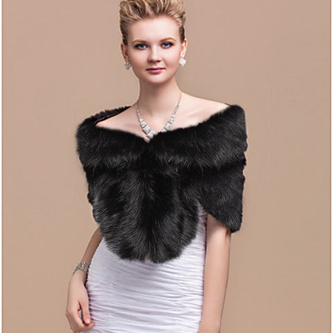 Faux Fur Coat Women Evening Party Wraps-many colors available