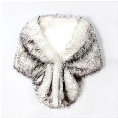 Faux Fur Coat Women Evening Party Wraps-many colors available