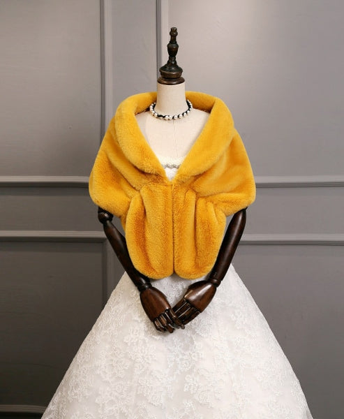 Faux Fur Coat Women Evening Party Wraps-many colors available