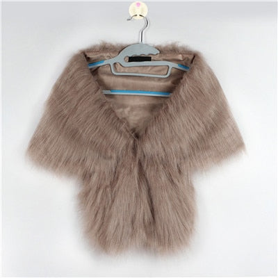 Faux Fur Coat Women Evening Party Wraps-many colors available