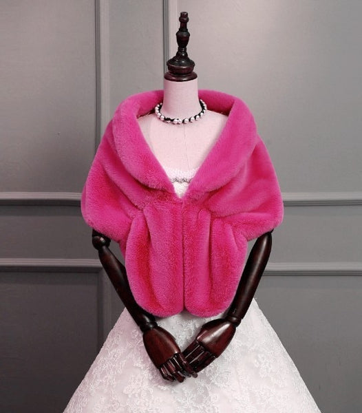 Faux Fur Coat Women Evening Party Wraps-many colors available