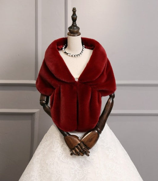 Faux Fur Coat Women Evening Party Wraps-many colors available