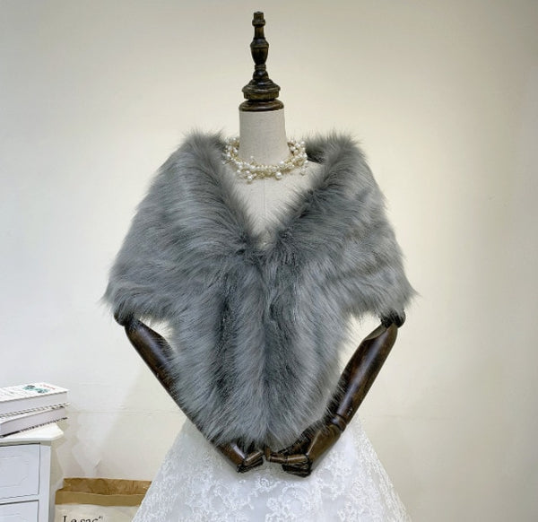 Faux Fur Coat Women Evening Party Wraps-many colors available