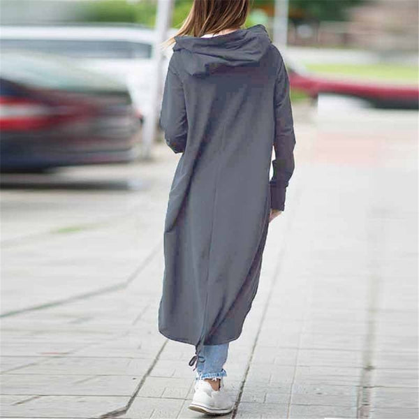 Long Style Women's Zipper Coat Hoodie Sweatshirt Street Style