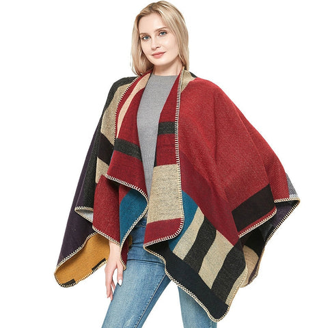 Shawl Poncho style vivid colors