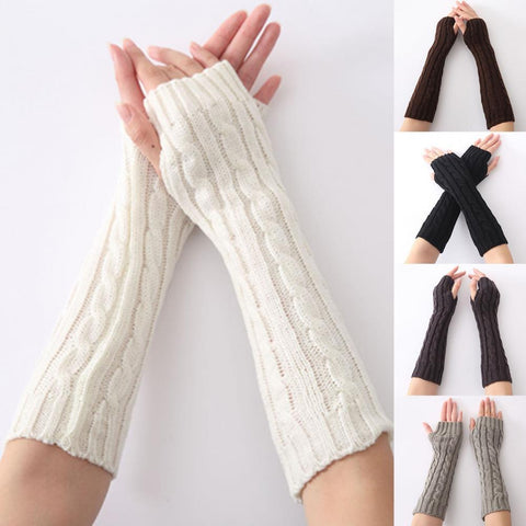 Twist Pattern Solid Color Autumn Winter Thick Warm gloves Over sleeve Arm Warmer