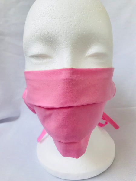 “Pink Panther” Pleated Face Cover with Tie Back Cords