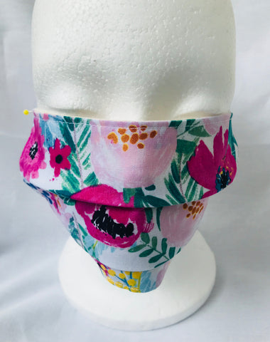 “Garden”- reusable-Washable-pleated face mask with elastic ear loops