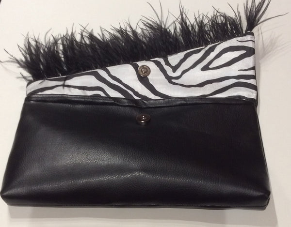 MatildaHtown Original  Ostrich Feather and faux Leather Clutch