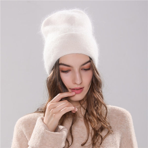 knitted hat Simulated Faux Angola Rabbit fur beanie Fashion Hat