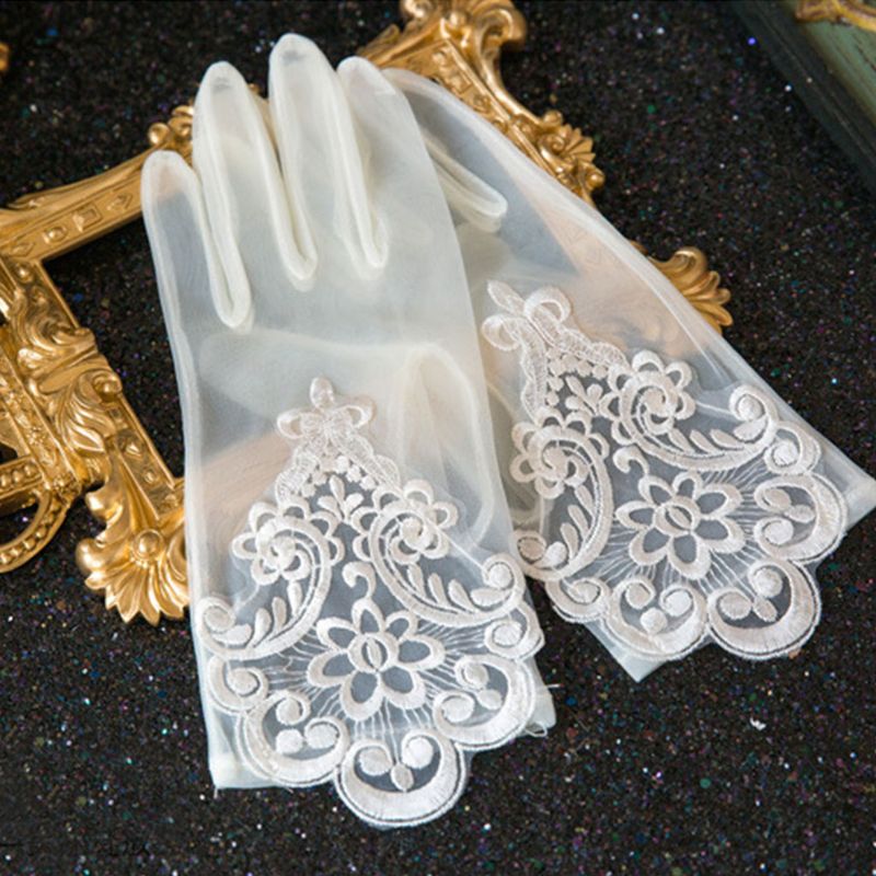 Glamour Bride Dress Gloves Lace Short Wedding Dresses Accessories 