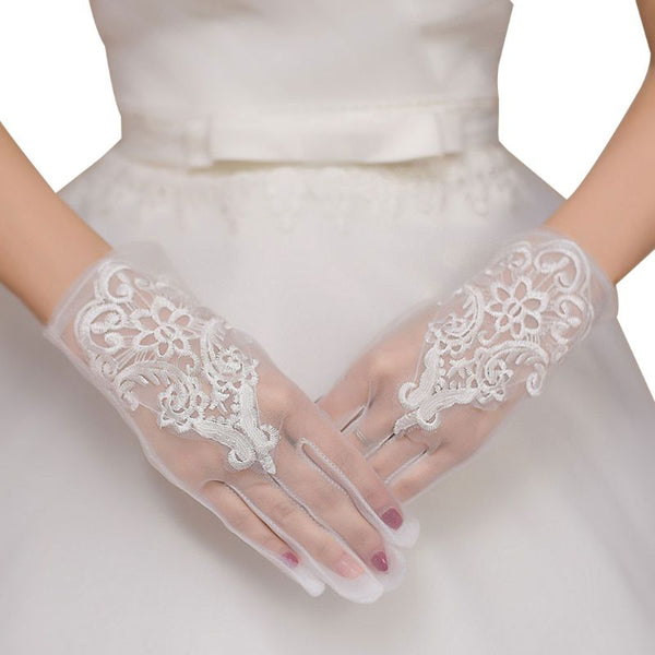 Glamour Bride Dress Gloves Lace Short Wedding Dresses Accessories