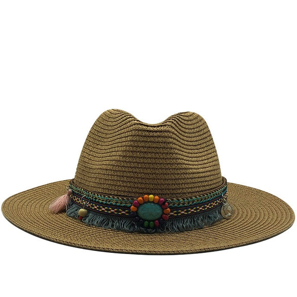 Jazz hat For Unisex Straw Musician Vintage Hat