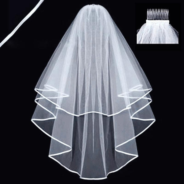 White Wedding Bridal Veil Tulle Bridal Veils with Comb