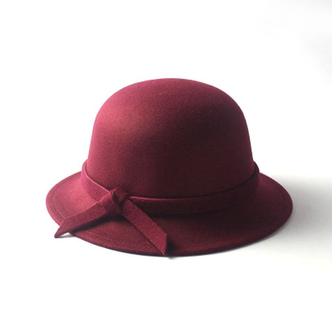 Classic Wool Felt Women's Fashion Fall Winter Hat with decorative bow
