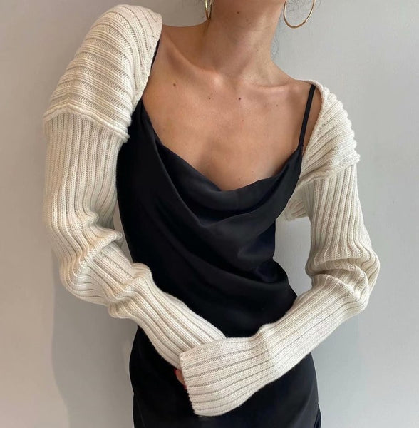 Bat Sleeve Cardigan Women Short Knitted Long Sleeve Sweater Top