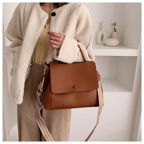 Simply PU Leather Solid Color Crossbody Bag For Women