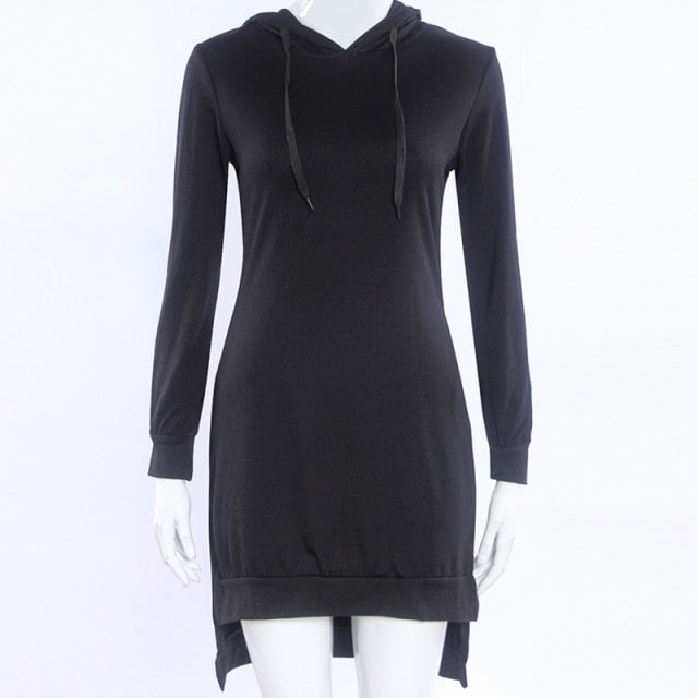 Sweatshirt Casual Long Sleeve Split Hooded Dress Black / M / China Sweatshirt Casual Long Sleeve Split Hooded Dress Black / M / China