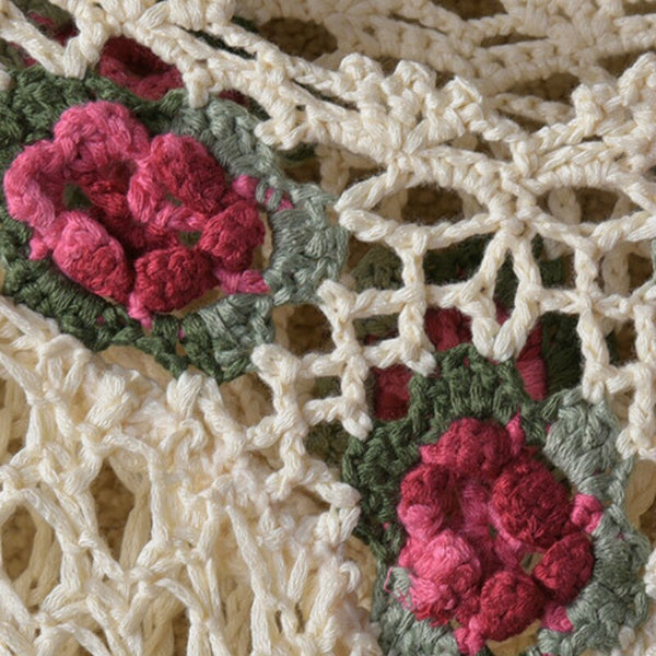 Cape Women High-grade Rose design Crochet Hook Flower Fringed Poncho Shawl