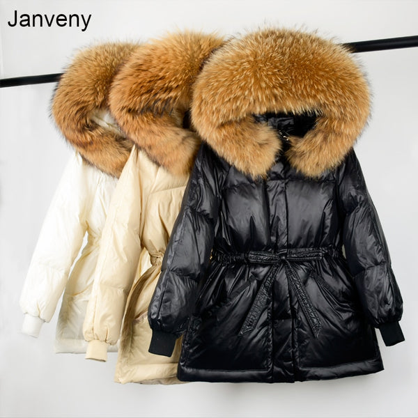 Winter Female faux Fur Collar Hooded Warm Women's Coat Outwear