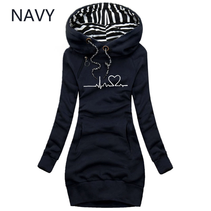 Autumn and Winter Women Long Sleeve Casual Pullover Hoodie Dress Yellow / M Autumn and Winter Women Long Sleeve Casual Pullover Hoodie Dress Yellow / M
