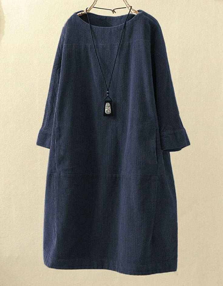 corduroy casual solid dress plus size 5x loose dress women 1 / L corduroy casual solid dress plus size 5x loose dress women 1 / L
