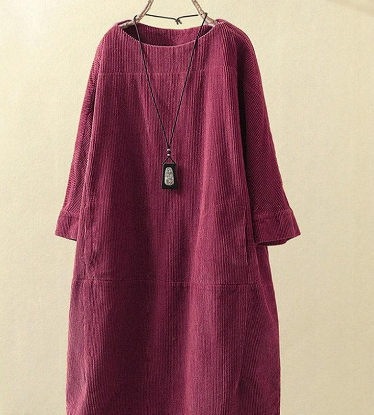 corduroy casual solid dress plus size 5x loose dress women 1 / L corduroy casual solid dress plus size 5x loose dress women 1 / L
