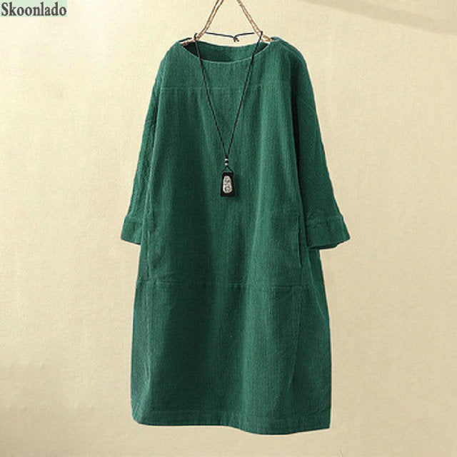 corduroy casual solid dress plus size 5x loose dress women 8 / 5XL corduroy casual solid dress plus size 5x loose dress women 8 / 5XL