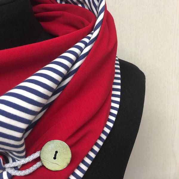 Fashion Scarf Women Winter Retro Designer Scarf Prints Button Tie