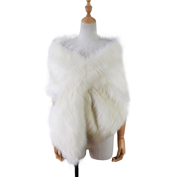 Women's Deluxe Faux Fur Shawl Shrug-many colors available