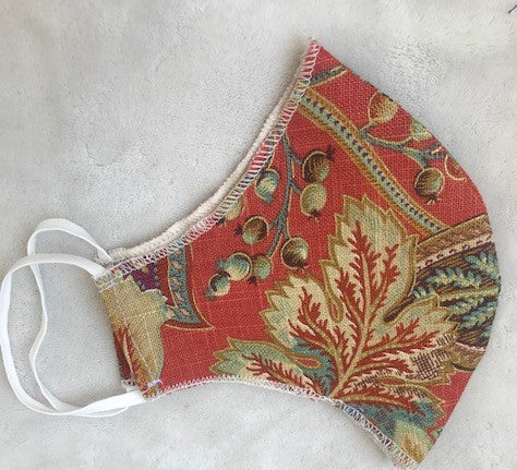 Standard Fit Orange Paisley Print Face Mask with Elastic Ear Loops
